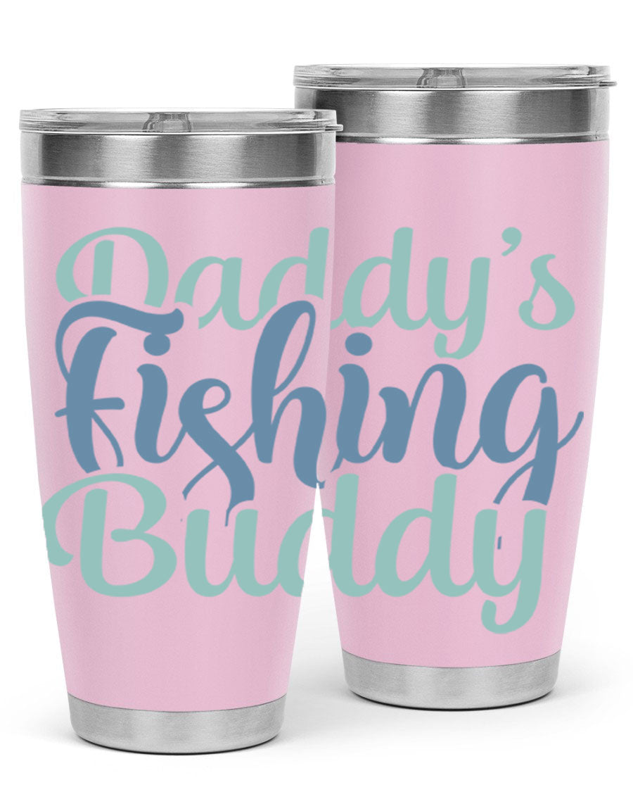 Daddy's Fishing Buddy 225# Tumbler in stainless steel with a drink-thru lid, designed for fishing enthusiasts.