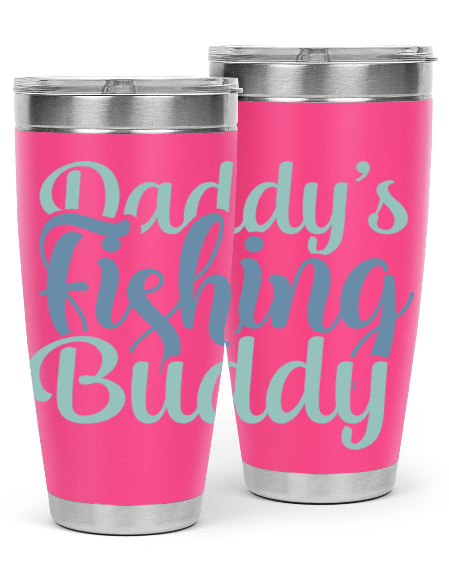 Daddy's Fishing Buddy 225# Tumbler in stainless steel with a drink-thru lid, designed for fishing enthusiasts.