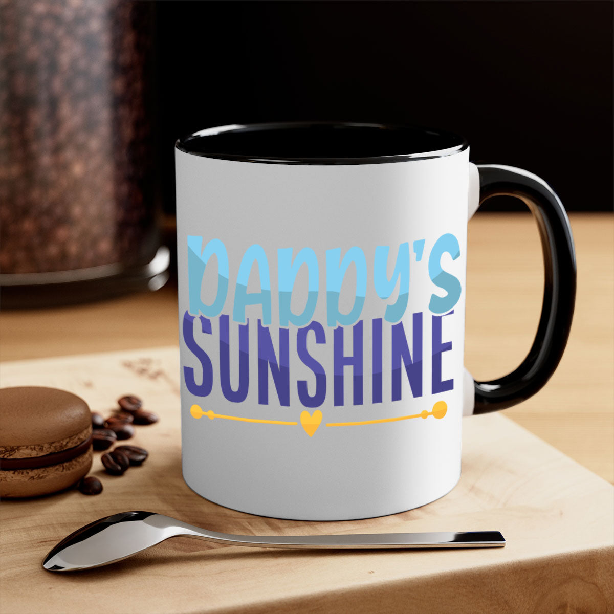 Daddys Sunshine 19# Mug featuring a glossy finish, colored handle, and interior, available in multiple colors.