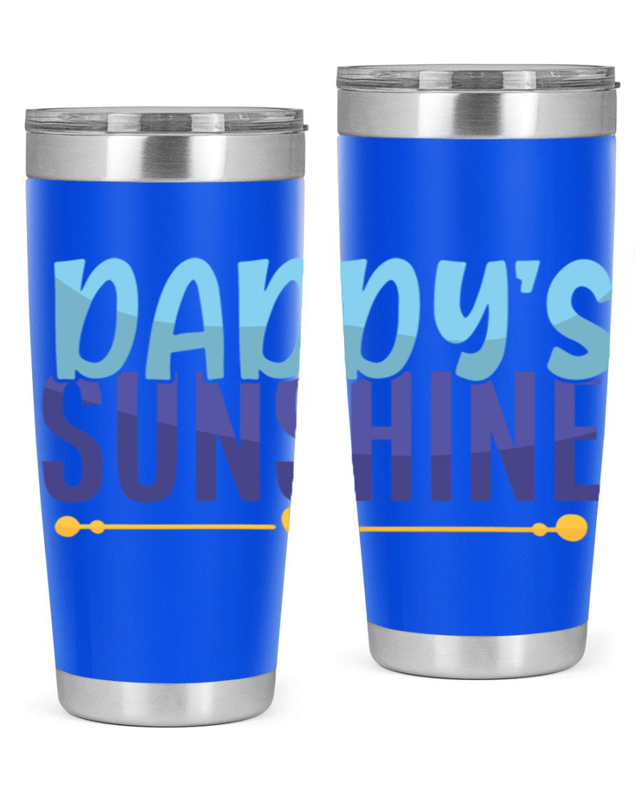 Daddys Sunshine Style 267# baby tumbler in stainless steel with a drink-thru lid, showcasing its sleek design and vibrant print.