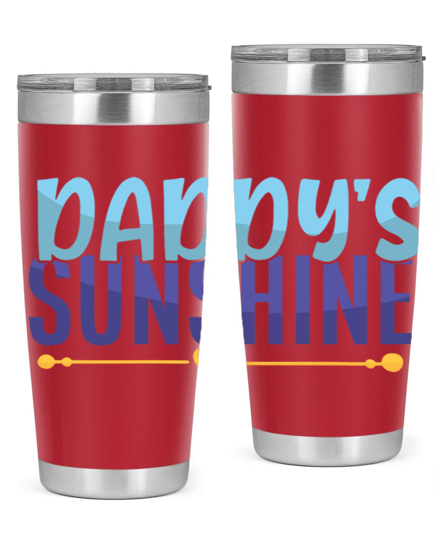 Daddys Sunshine Style 267# baby tumbler in stainless steel with a drink-thru lid, showcasing its sleek design and vibrant print.