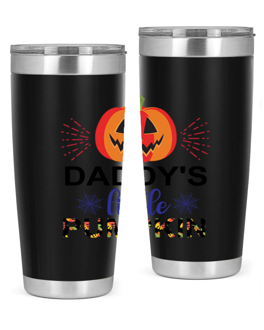 Daddyslittlepumpkin 68# fall tumbler showcasing a vibrant autumn design, made of stainless steel with a drink-thru lid.