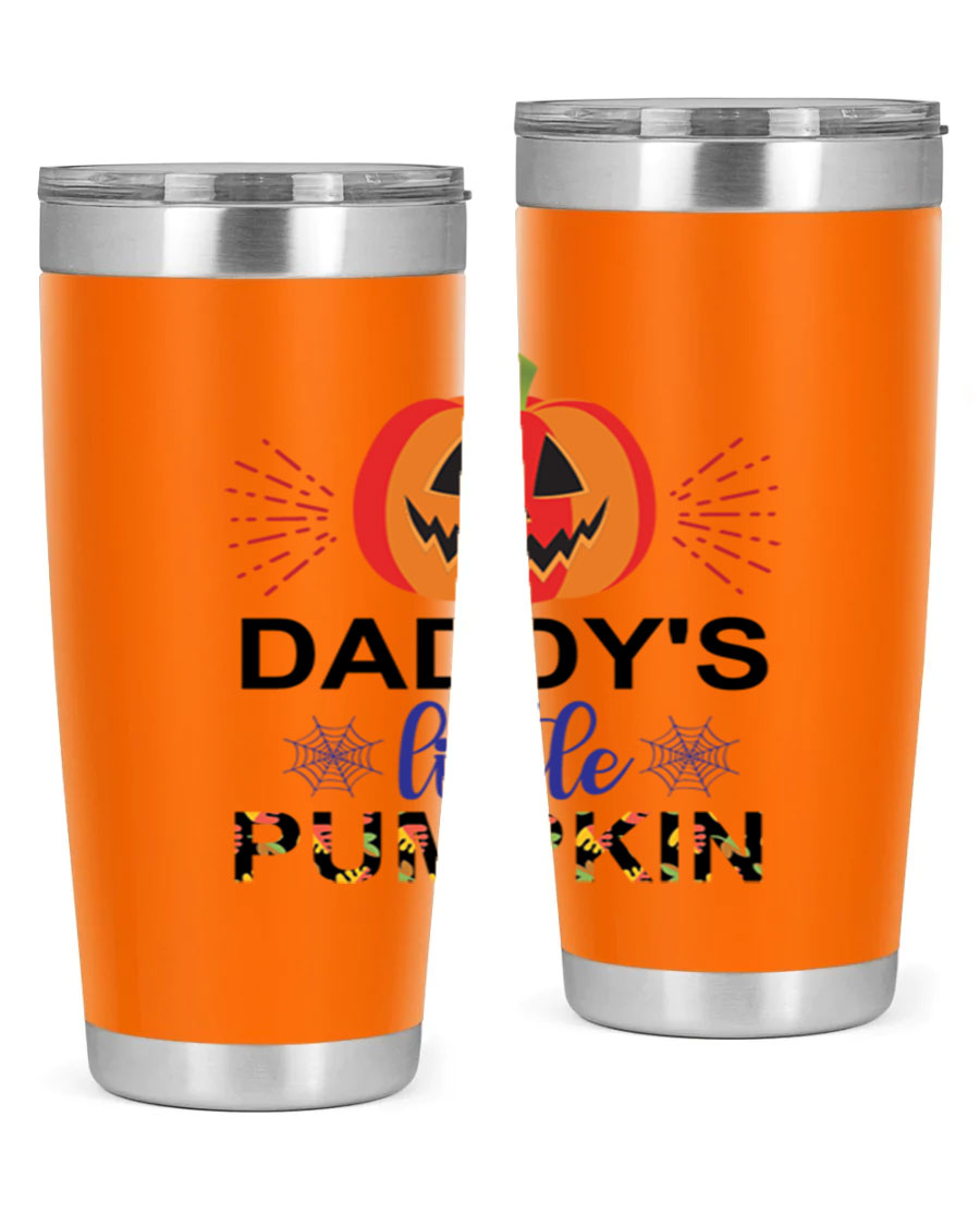 Daddyslittlepumpkin 68# fall tumbler showcasing a vibrant autumn design, made of stainless steel with a drink-thru lid.