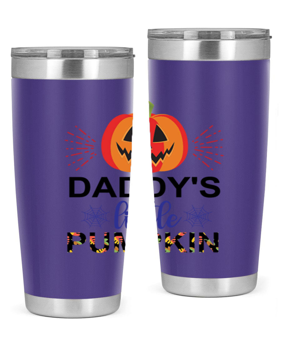 Daddyslittlepumpkin 68# fall tumbler showcasing a vibrant autumn design, made of stainless steel with a drink-thru lid.