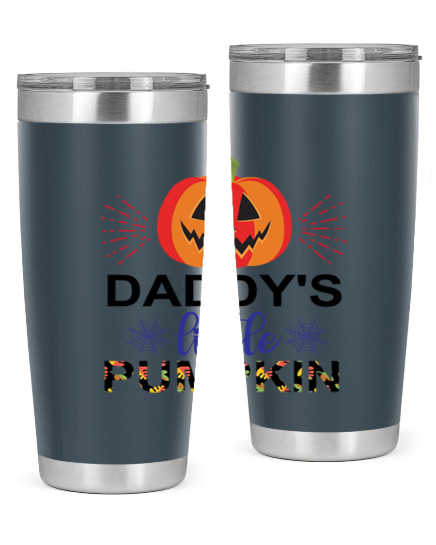 Daddyslittlepumpkin 68# fall tumbler showcasing a vibrant autumn design, made of stainless steel with a drink-thru lid.