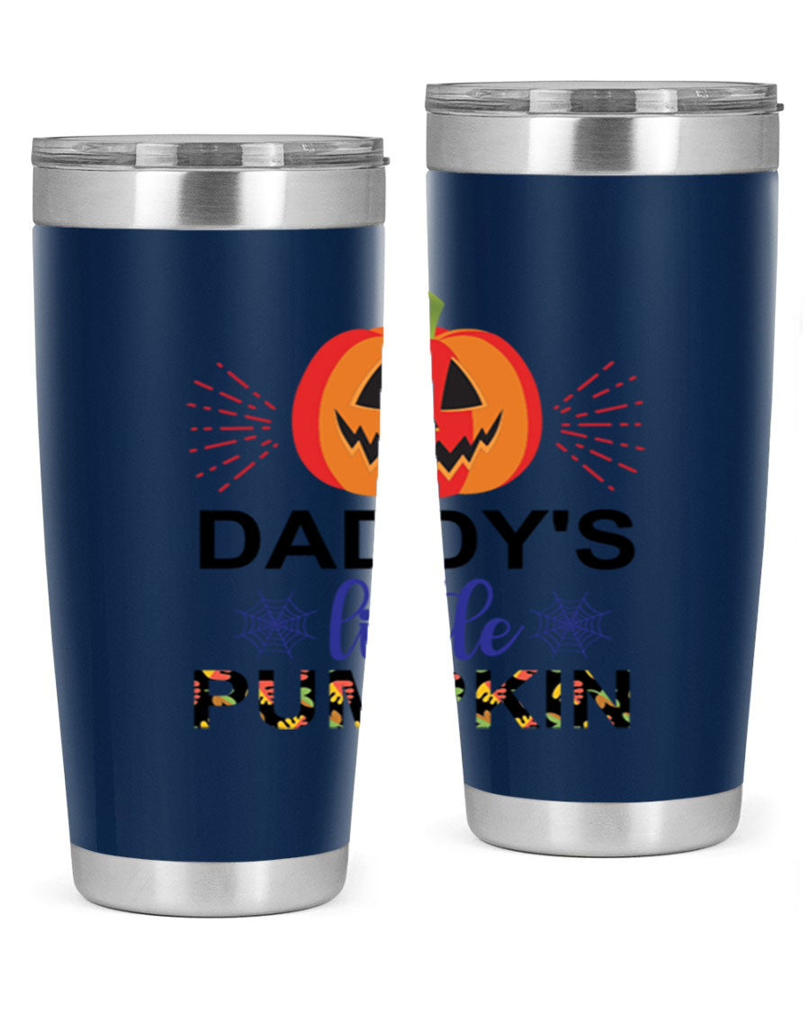 Daddyslittlepumpkin 68# fall tumbler showcasing a vibrant autumn design, made of stainless steel with a drink-thru lid.