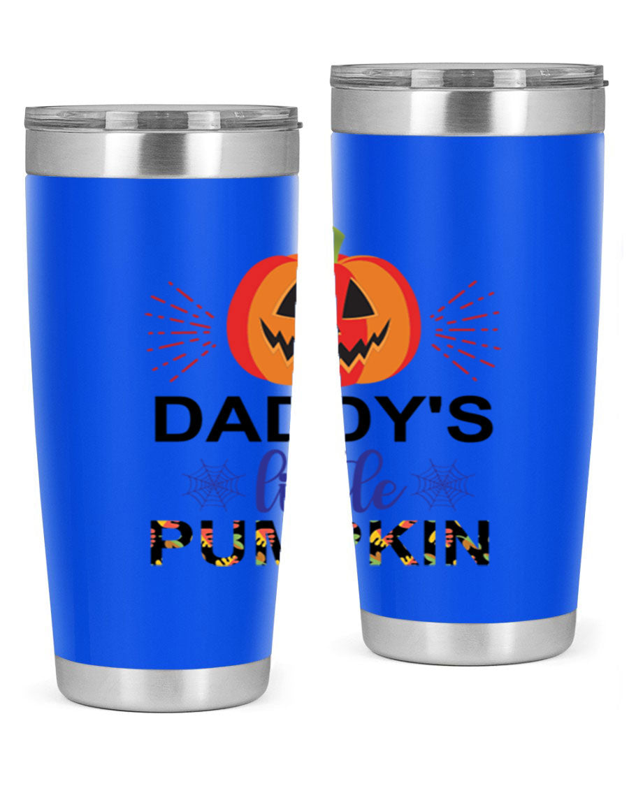 Daddyslittlepumpkin 68# fall tumbler showcasing a vibrant autumn design, made of stainless steel with a drink-thru lid.