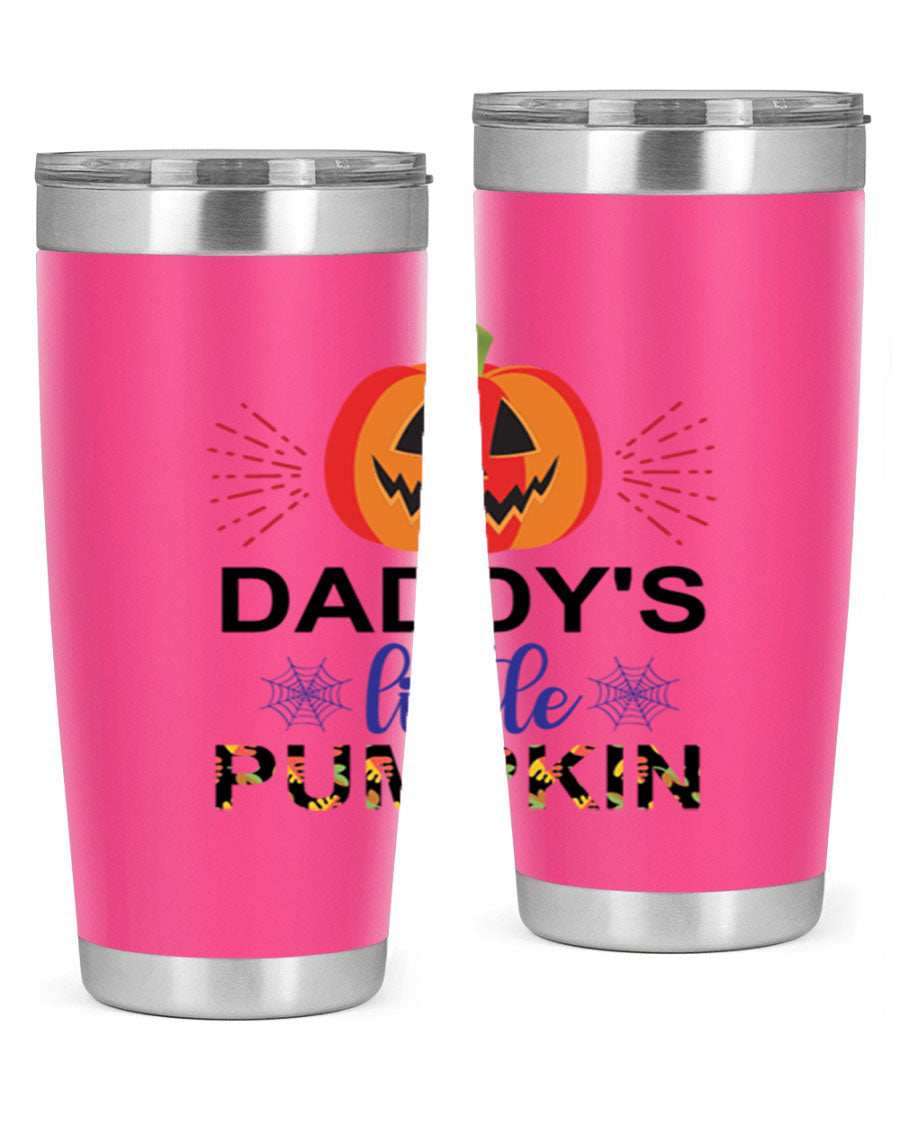 Daddyslittlepumpkin 68# fall tumbler showcasing a vibrant autumn design, made of stainless steel with a drink-thru lid.