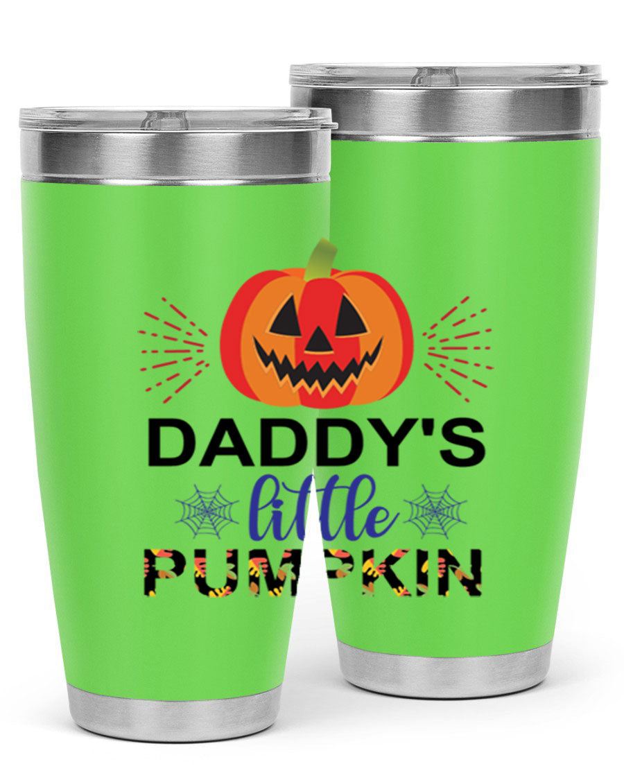 Daddyslittlepumpkin 68# fall tumbler showcasing a vibrant autumn design, made of stainless steel with a drink-thru lid.