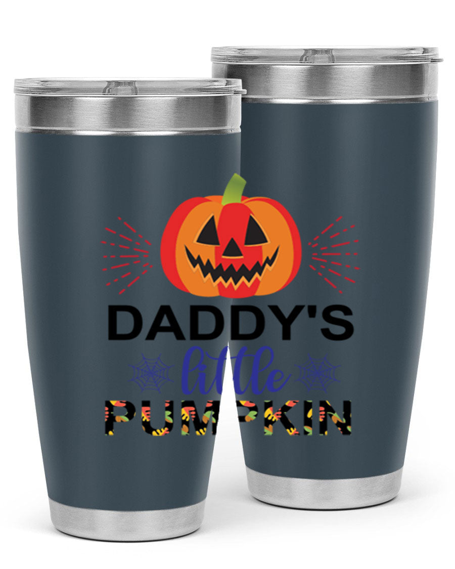 Daddyslittlepumpkin 68# fall tumbler showcasing a vibrant autumn design, made of stainless steel with a drink-thru lid.