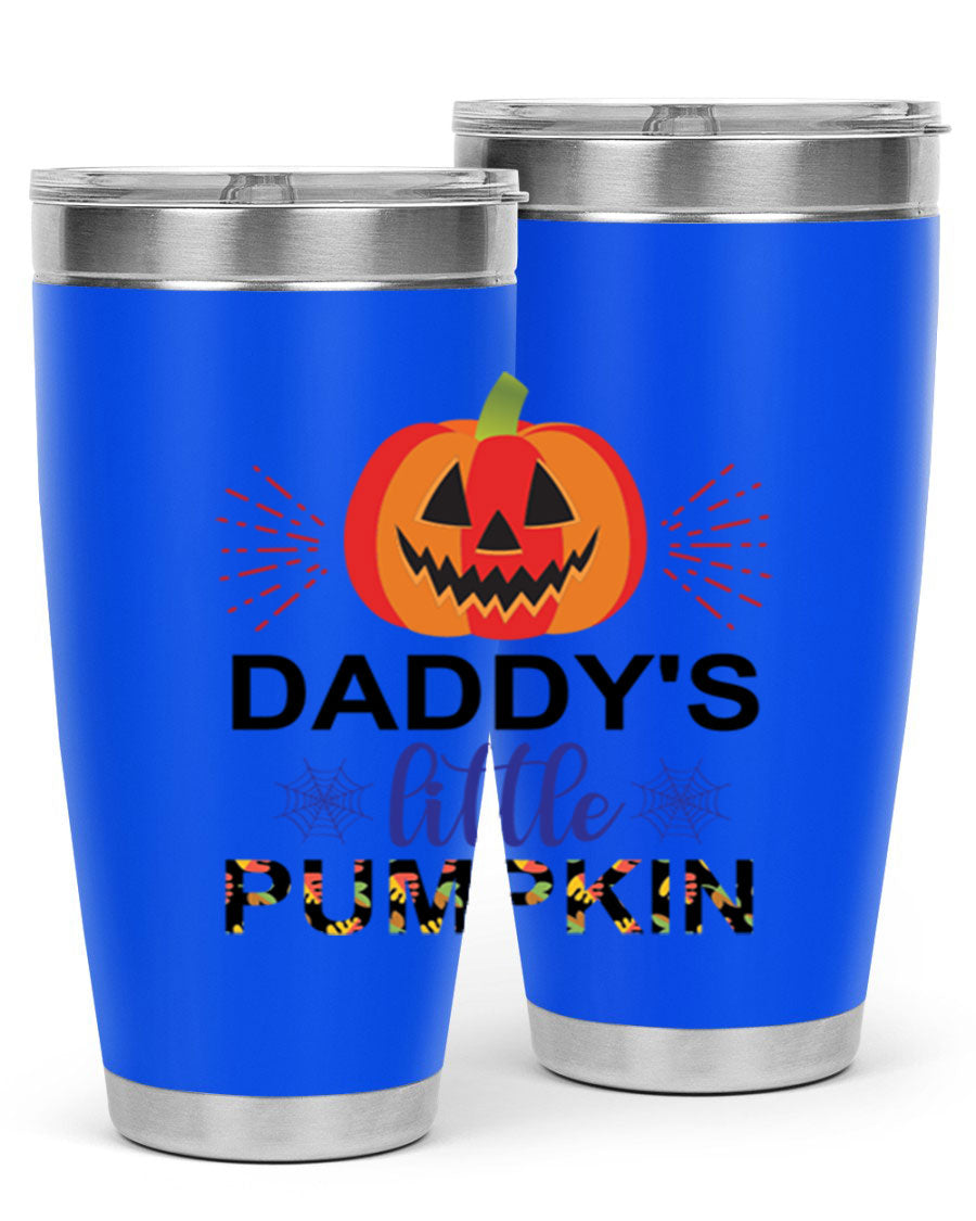 Daddyslittlepumpkin 68# fall tumbler showcasing a vibrant autumn design, made of stainless steel with a drink-thru lid.