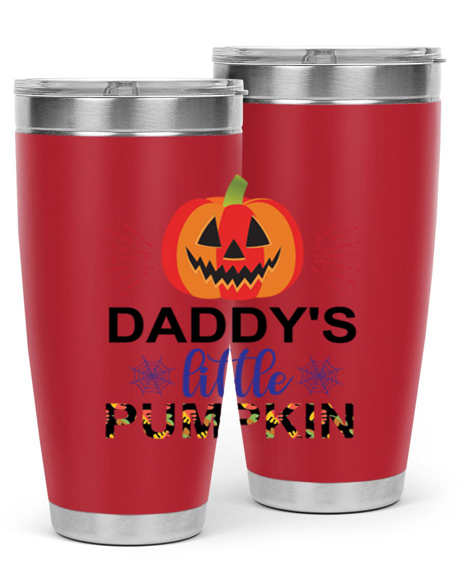 Daddyslittlepumpkin 68# fall tumbler showcasing a vibrant autumn design, made of stainless steel with a drink-thru lid.