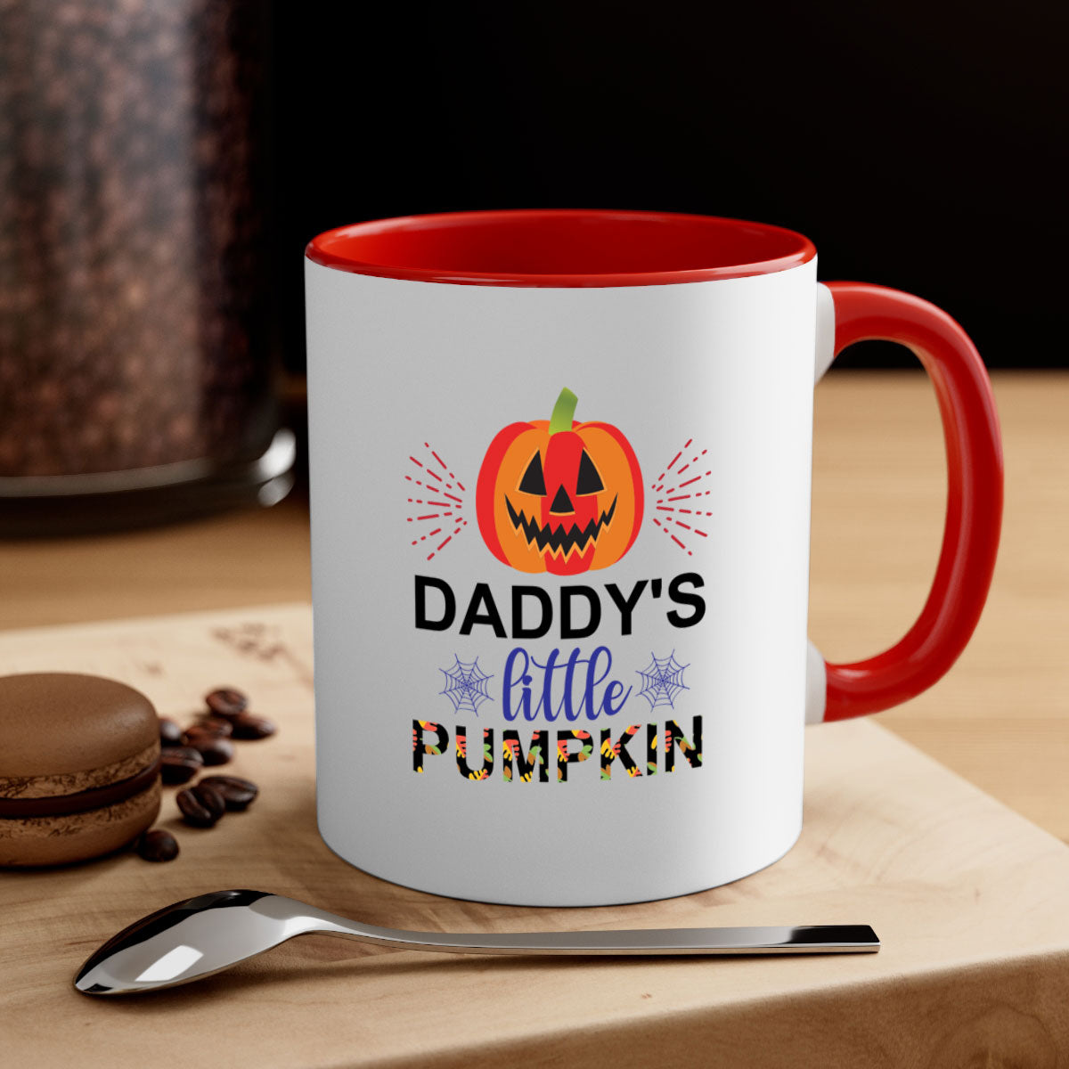 Daddyslittlepumpkin 68# Mug featuring a two-tone design with a colored handle and glossy finish, available in multiple colors.