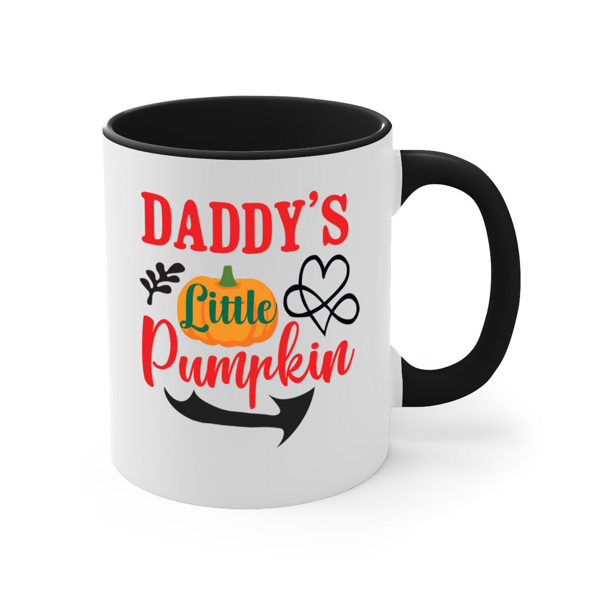 DADDYSLITTLEPUMPKIN 69# Mug featuring a glossy finish, colored handle, and interior, available in five vibrant colors.
