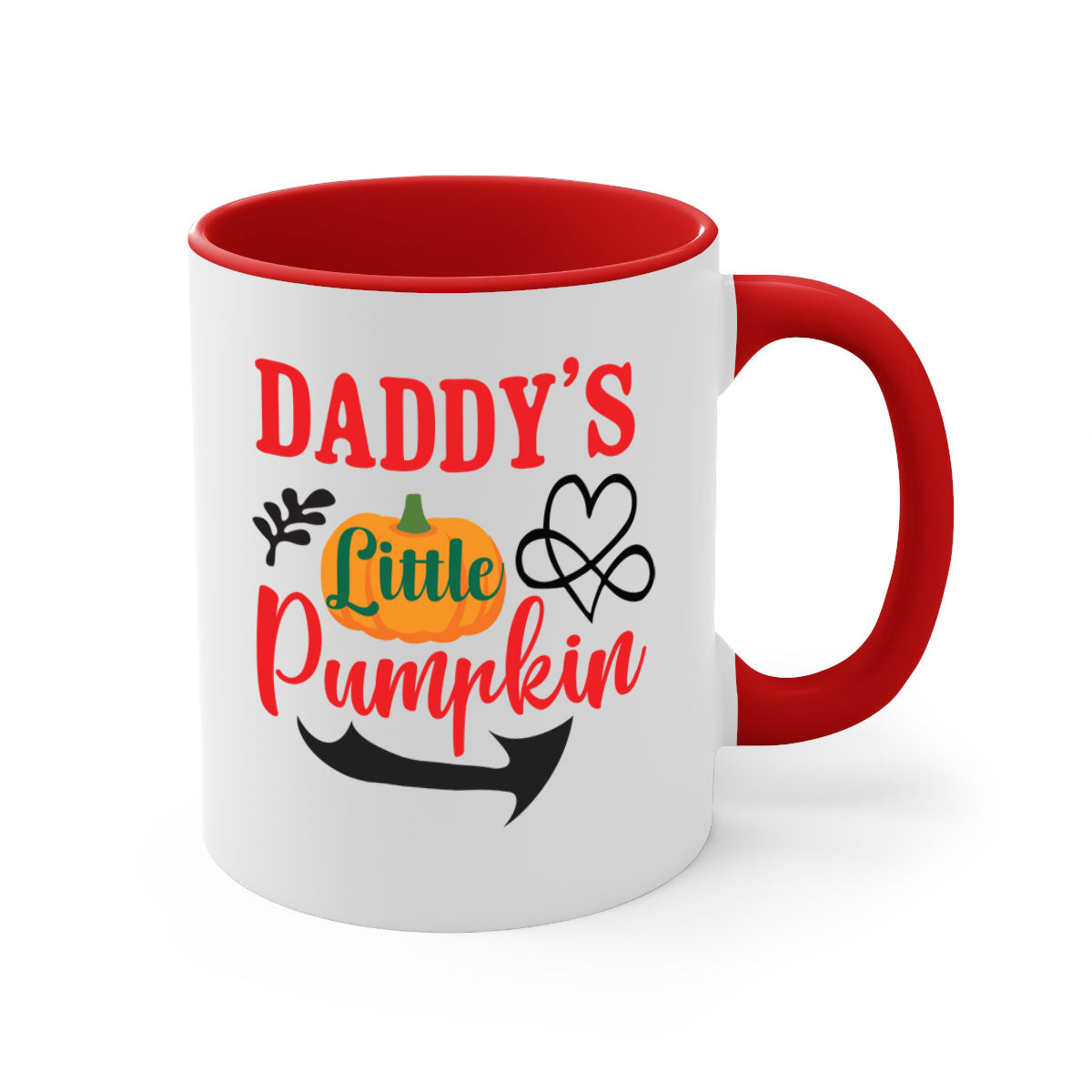 DADDYSLITTLEPUMPKIN 69# Mug featuring a glossy finish, colored handle, and interior, available in five vibrant colors.