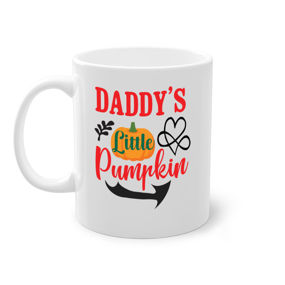 DADDYSLITTLEPUMPKIN 69# Mug featuring a glossy finish, colored handle, and interior, available in five vibrant colors.
