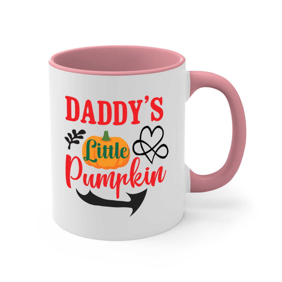 DADDYSLITTLEPUMPKIN 69# Mug featuring a glossy finish, colored handle, and interior, available in five vibrant colors.