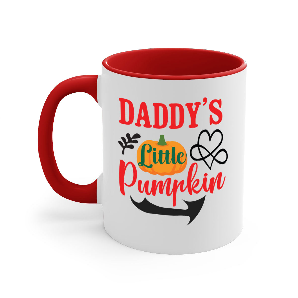 DADDYSLITTLEPUMPKIN 69# Mug featuring a glossy finish, colored handle, and interior, available in five vibrant colors.