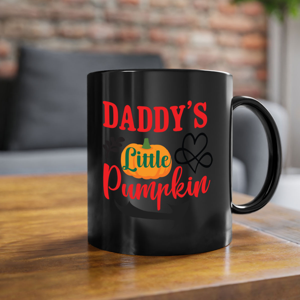 DADDYSLITTLEPUMPKIN 69# Mug featuring a glossy finish, colored handle, and interior, available in five vibrant colors.