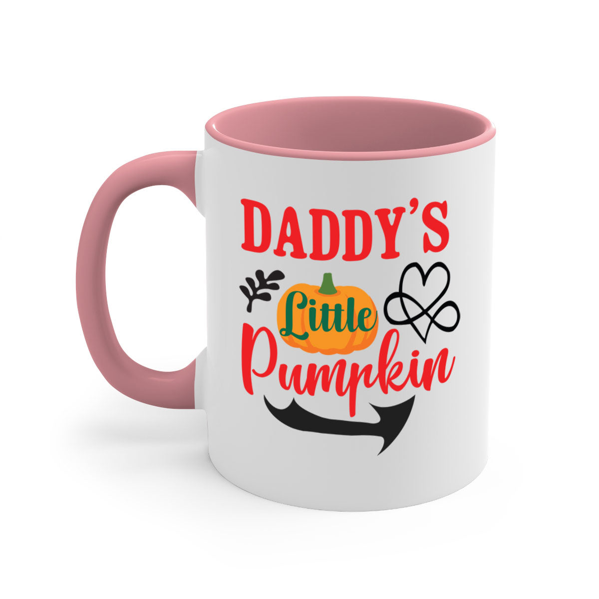 DADDYSLITTLEPUMPKIN 69# Mug featuring a glossy finish, colored handle, and interior, available in five vibrant colors.