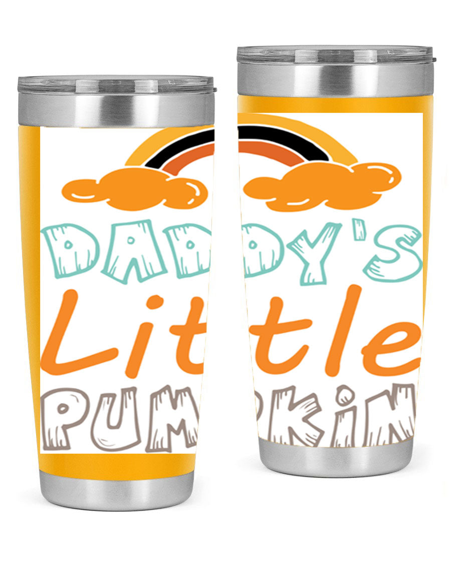 DaddysLittlePumpkindesign 70# fall tumbler in stainless steel with a vibrant fall-themed design, showcasing its double wall vacuum insulation.