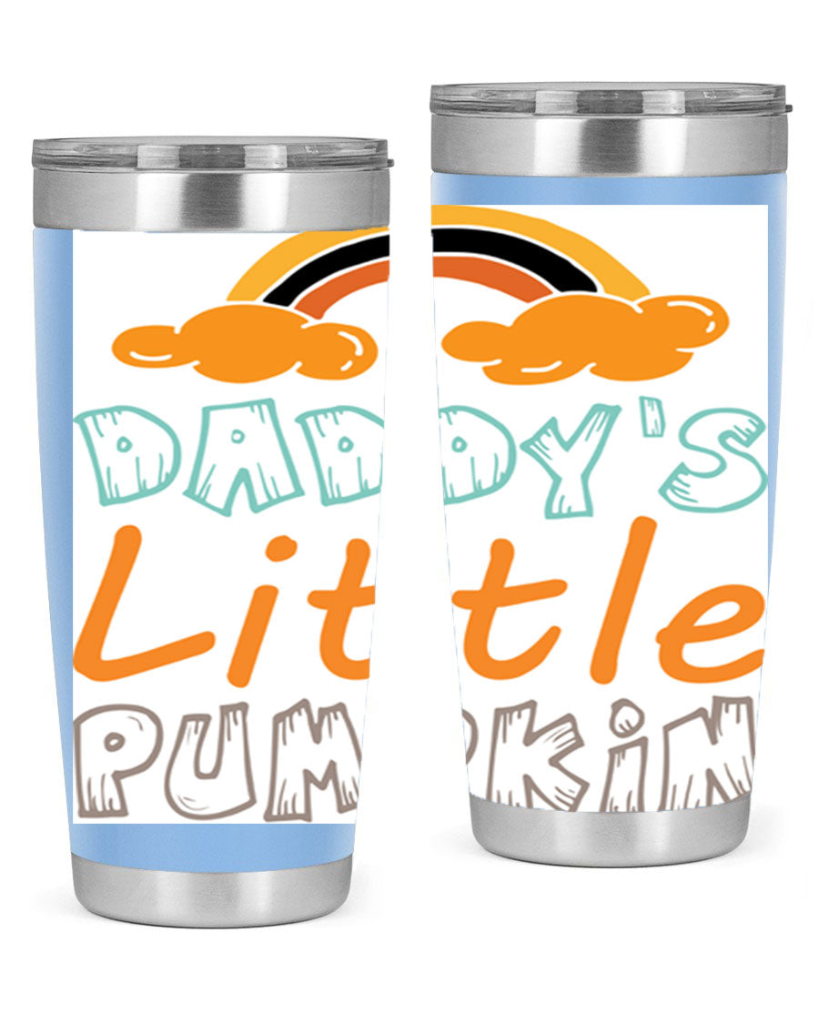 DaddysLittlePumpkindesign 70# fall tumbler in stainless steel with a vibrant fall-themed design, showcasing its double wall vacuum insulation.