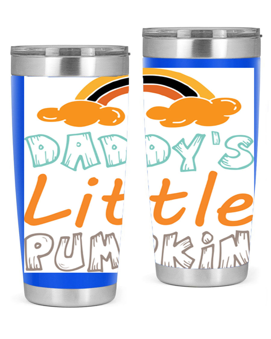 DaddysLittlePumpkindesign 70# fall tumbler in stainless steel with a vibrant fall-themed design, showcasing its double wall vacuum insulation.