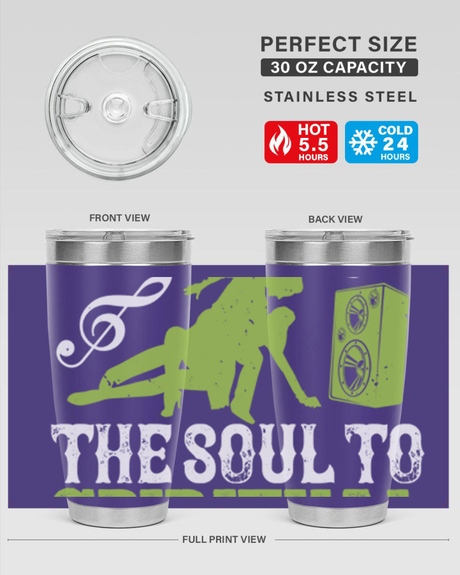 Daily Dance Tumbler in stainless steel with a copper lining, featuring a press-in lid, designed for hot and cold beverages.