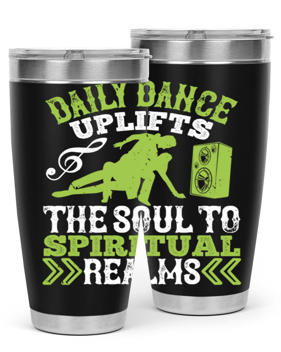Daily Dance Tumbler in stainless steel with a copper lining, featuring a press-in lid, designed for hot and cold beverages.