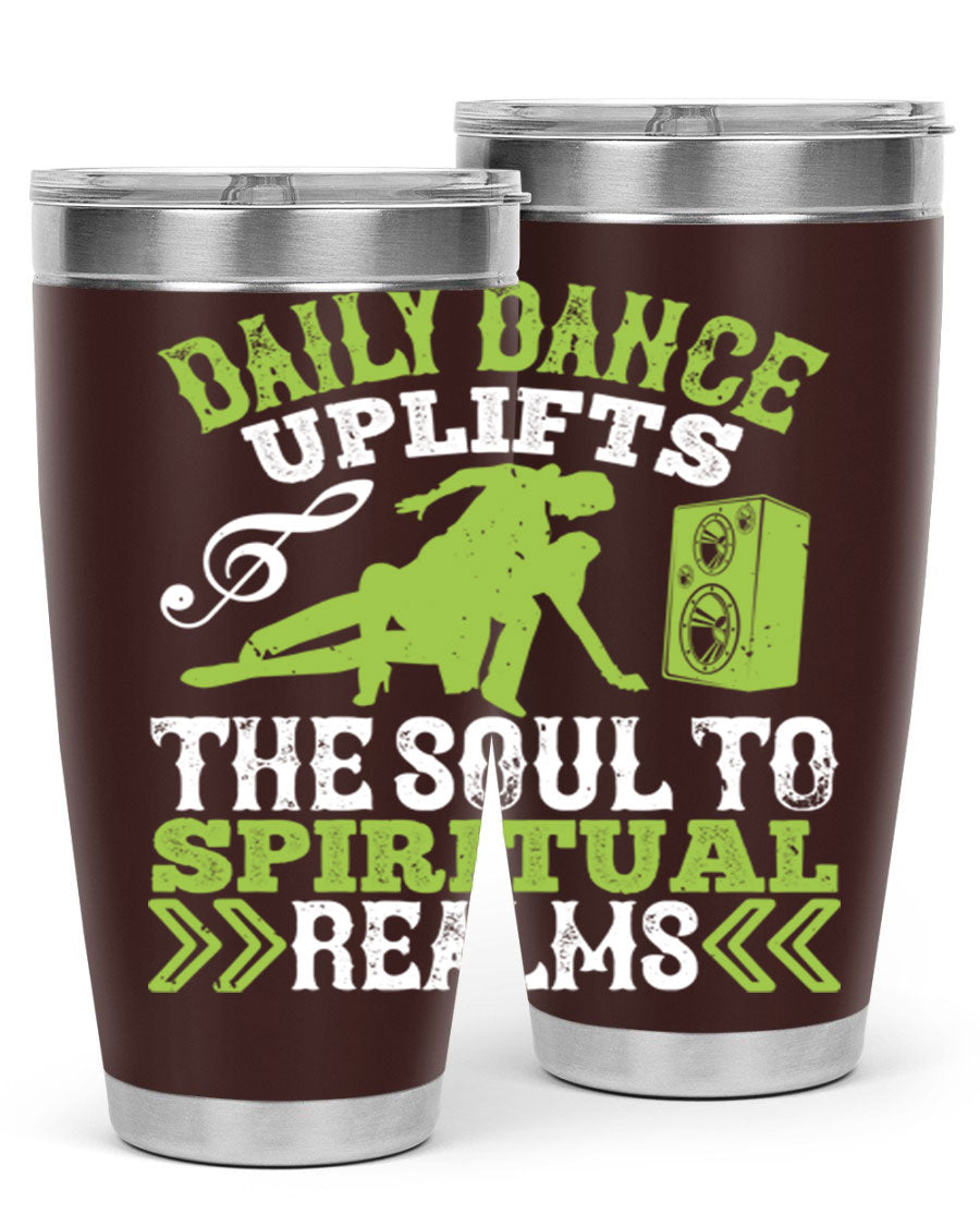Daily Dance Tumbler in stainless steel with a copper lining, featuring a press-in lid, designed for hot and cold beverages.