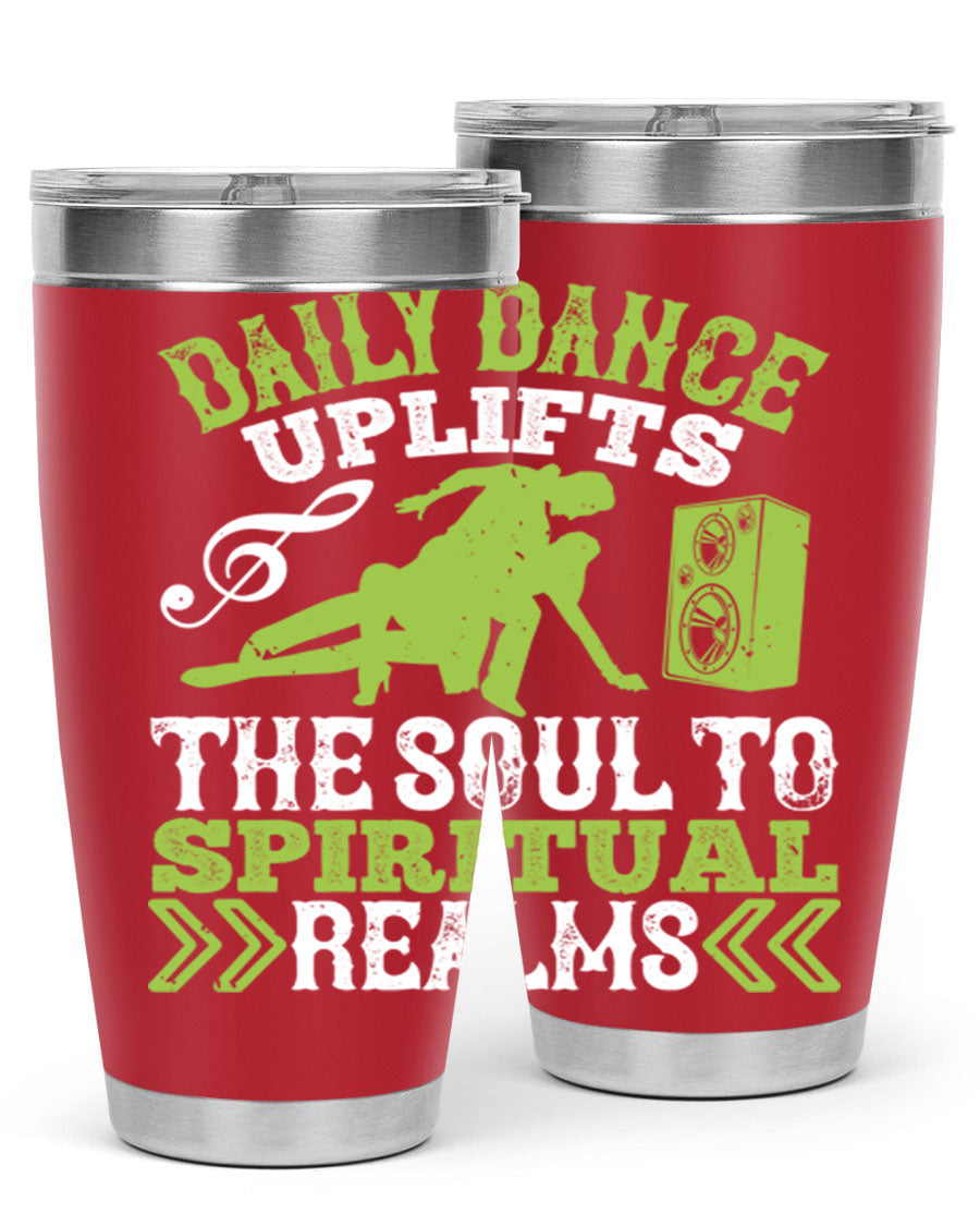 Daily Dance Tumbler in stainless steel with a copper lining, featuring a press-in lid, designed for hot and cold beverages.