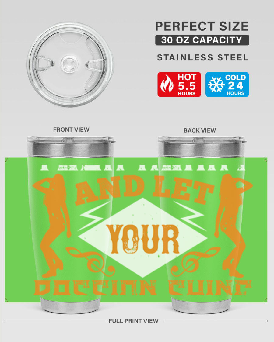 A stylish 20oz and 30oz stainless steel tumbler featuring the phrase 'Dance from Your Heart', designed for hot and cold beverages.