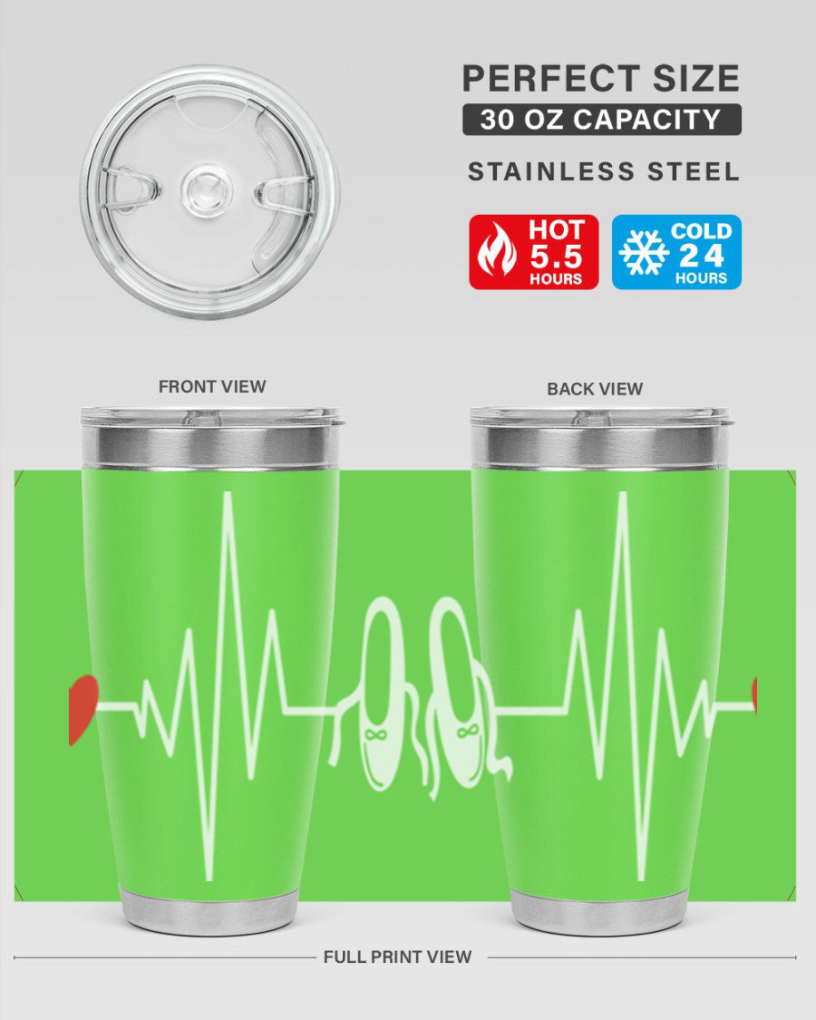 Dance Girl Heat Beat Ballet Tumbler in stainless steel with a vibrant ballet-themed design, perfect for keeping drinks hot or cold.