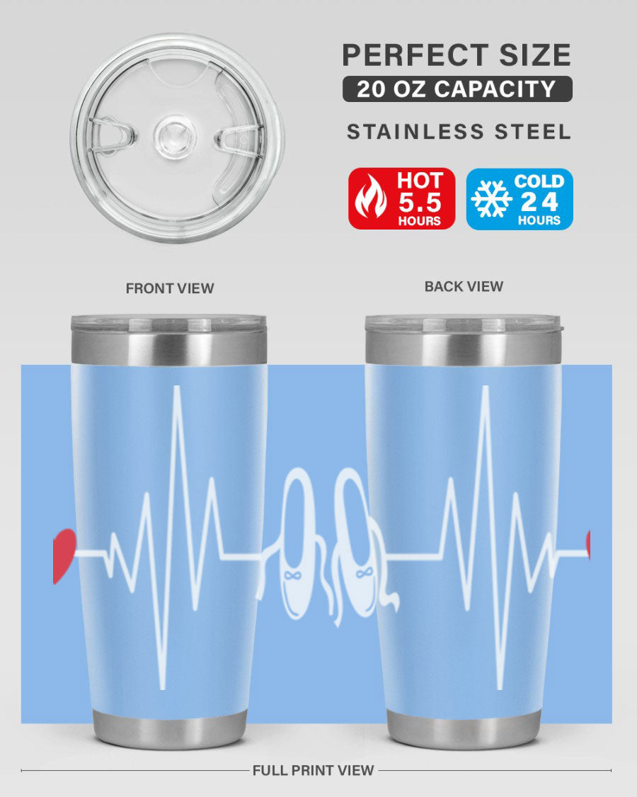 Dance Girl Heat Beat Ballet Tumbler in stainless steel with a vibrant ballet-themed design, perfect for keeping drinks hot or cold.