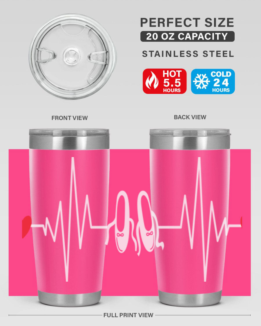 Dance Girl Heat Beat Ballet Tumbler in stainless steel with a vibrant ballet-themed design, perfect for keeping drinks hot or cold.