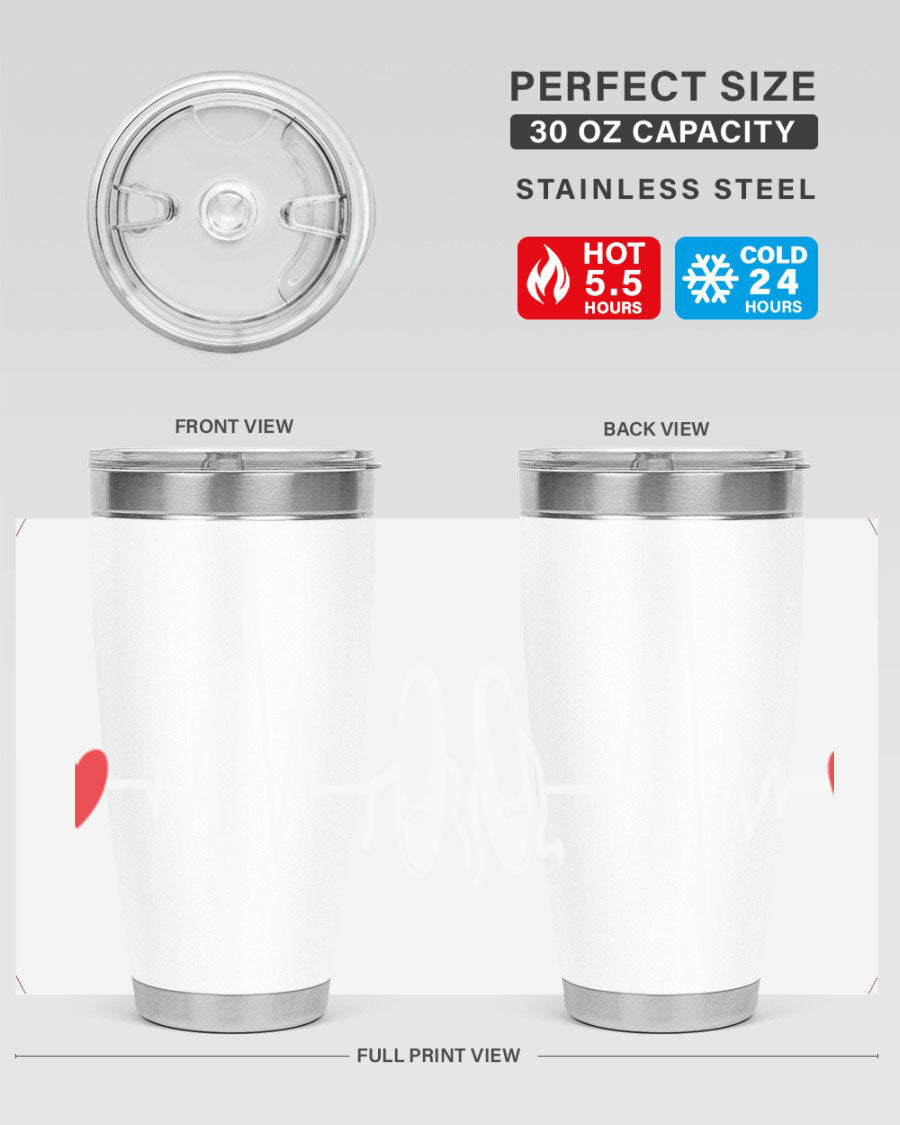 Dance Girl Heat Beat Ballet Tumbler in stainless steel with a vibrant ballet-themed design, perfect for keeping drinks hot or cold.