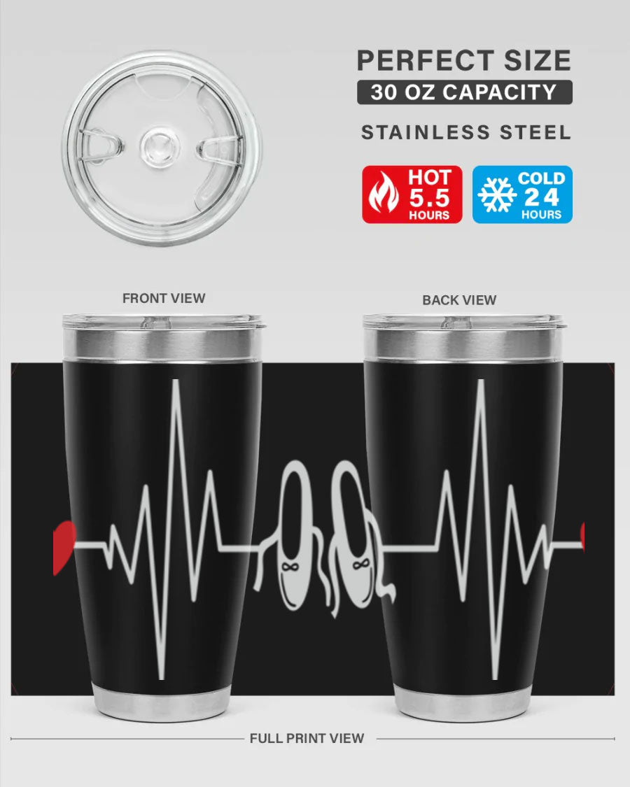 Dance Girl Heat Beat Ballet Tumbler in stainless steel with a vibrant ballet-themed design, perfect for keeping drinks hot or cold.