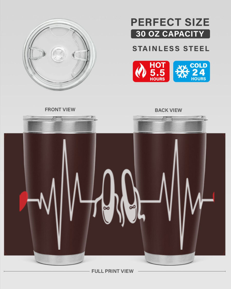 Dance Girl Heat Beat Ballet Tumbler in stainless steel with a vibrant ballet-themed design, perfect for keeping drinks hot or cold.