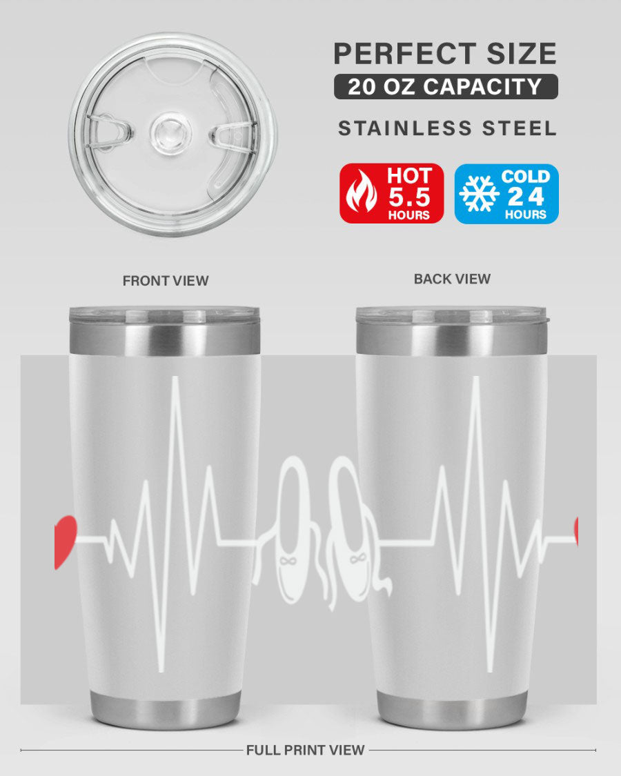 Dance Girl Heat Beat Ballet Tumbler in stainless steel with a vibrant ballet-themed design, perfect for keeping drinks hot or cold.