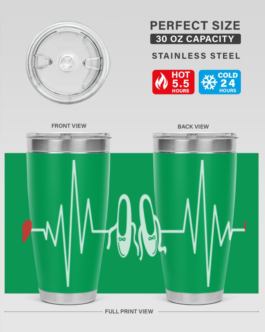 Dance Girl Heat Beat Ballet Tumbler in stainless steel with a vibrant ballet-themed design, perfect for keeping drinks hot or cold.