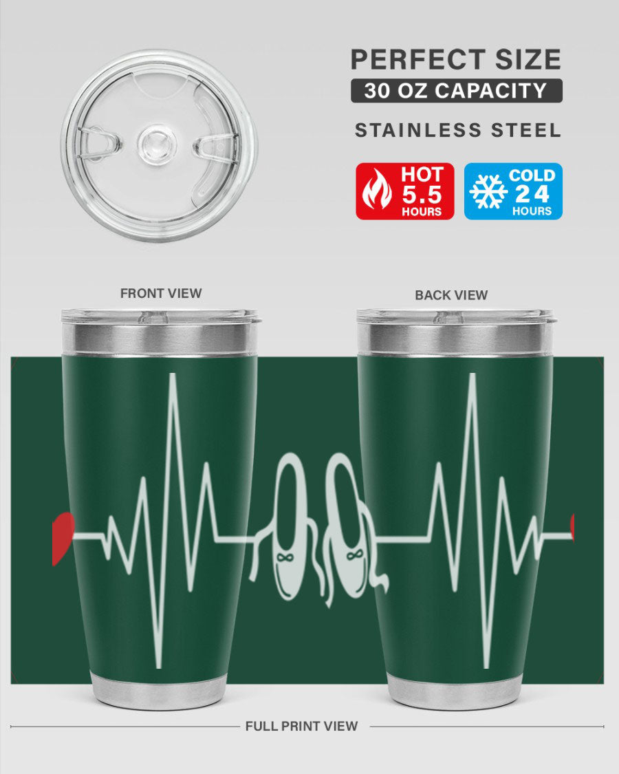 Dance Girl Heat Beat Ballet Tumbler in stainless steel with a vibrant ballet-themed design, perfect for keeping drinks hot or cold.