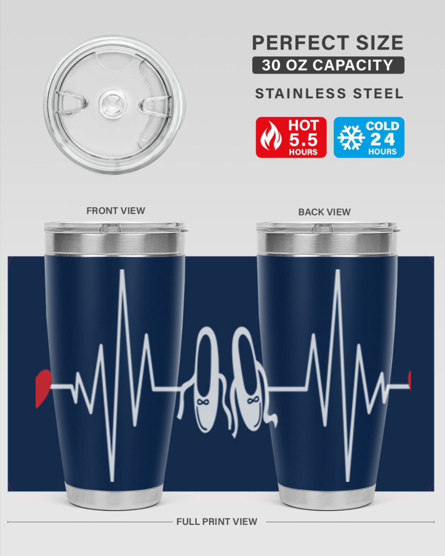 Dance Girl Heat Beat Ballet Tumbler in stainless steel with a vibrant ballet-themed design, perfect for keeping drinks hot or cold.