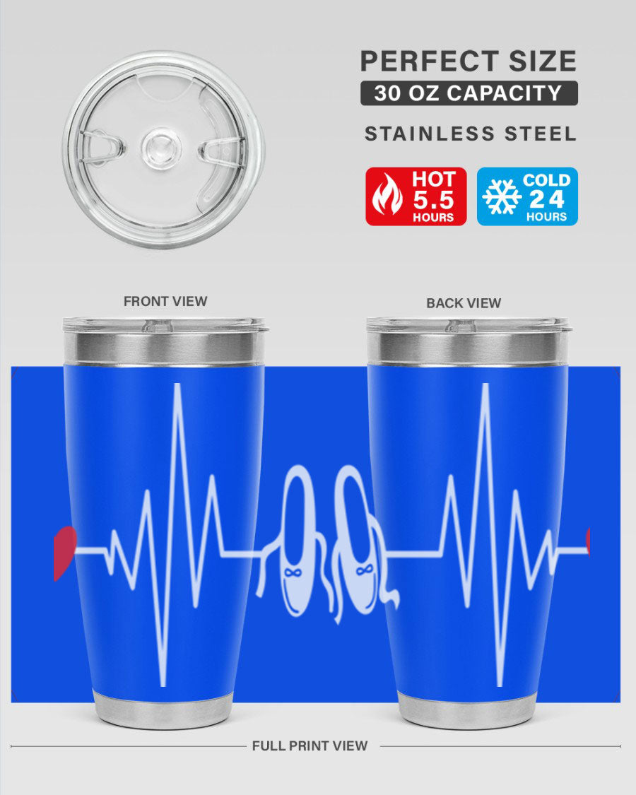 Dance Girl Heat Beat Ballet Tumbler in stainless steel with a vibrant ballet-themed design, perfect for keeping drinks hot or cold.
