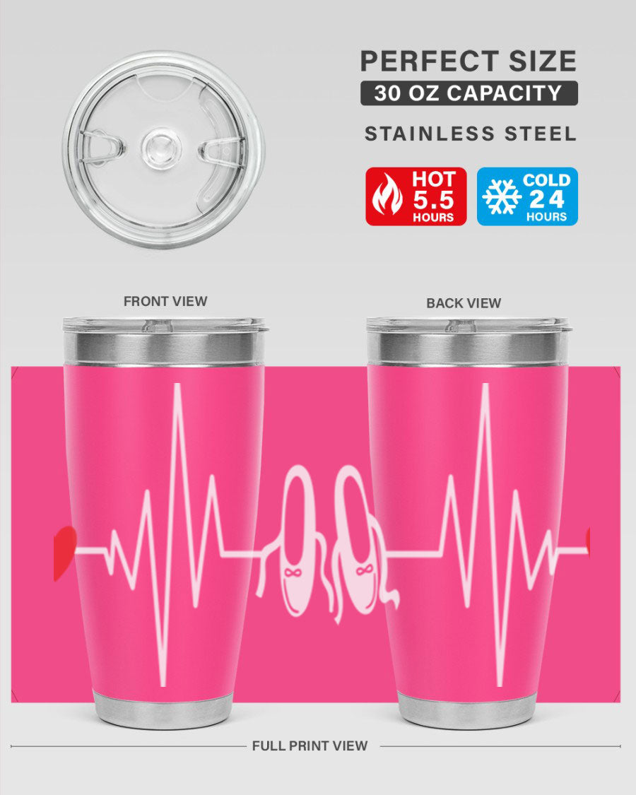 Dance Girl Heat Beat Ballet Tumbler in stainless steel with a vibrant ballet-themed design, perfect for keeping drinks hot or cold.