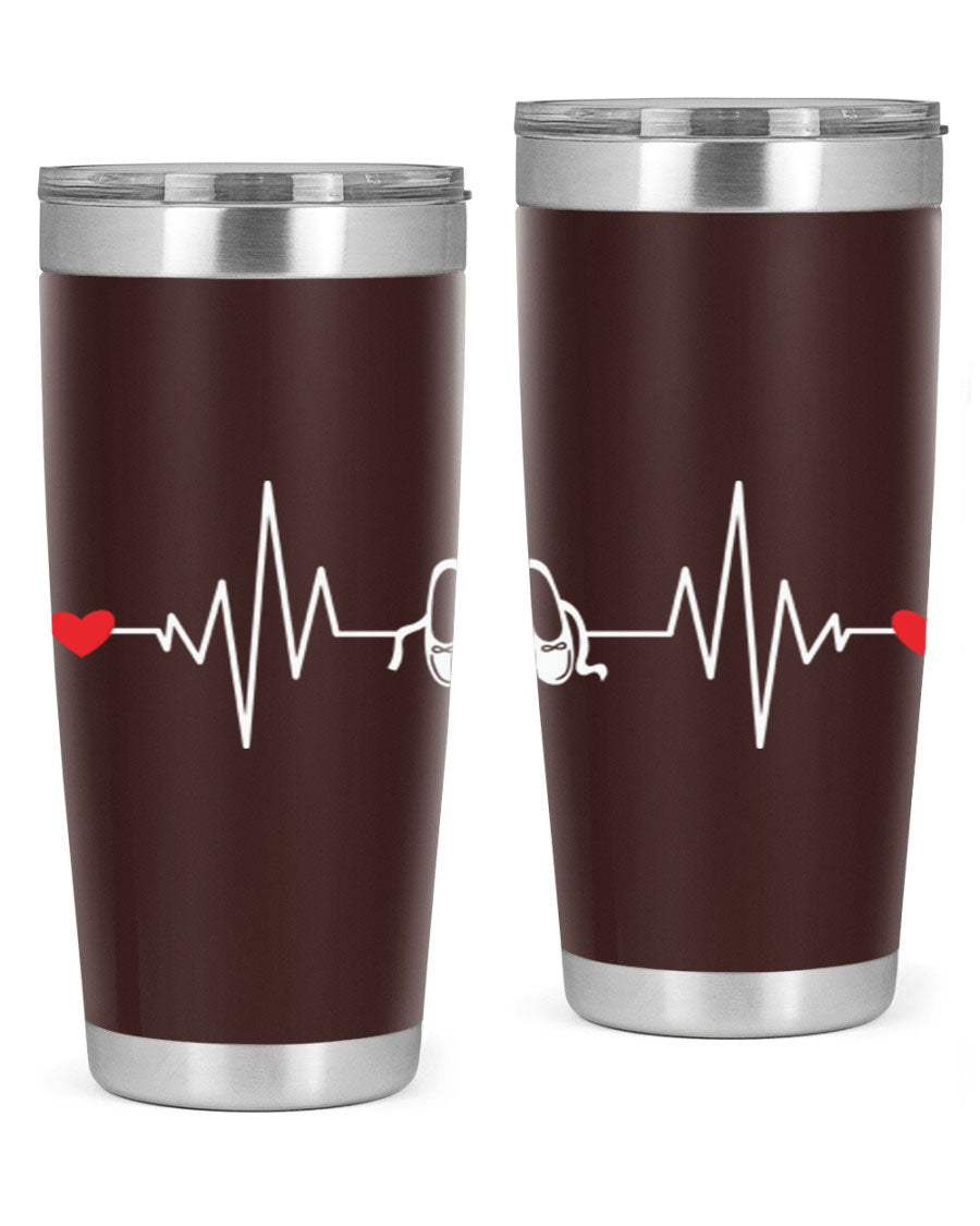 Dance Girl Heat Beat Ballet Tumbler in stainless steel with a vibrant ballet-themed design, perfect for keeping drinks hot or cold.