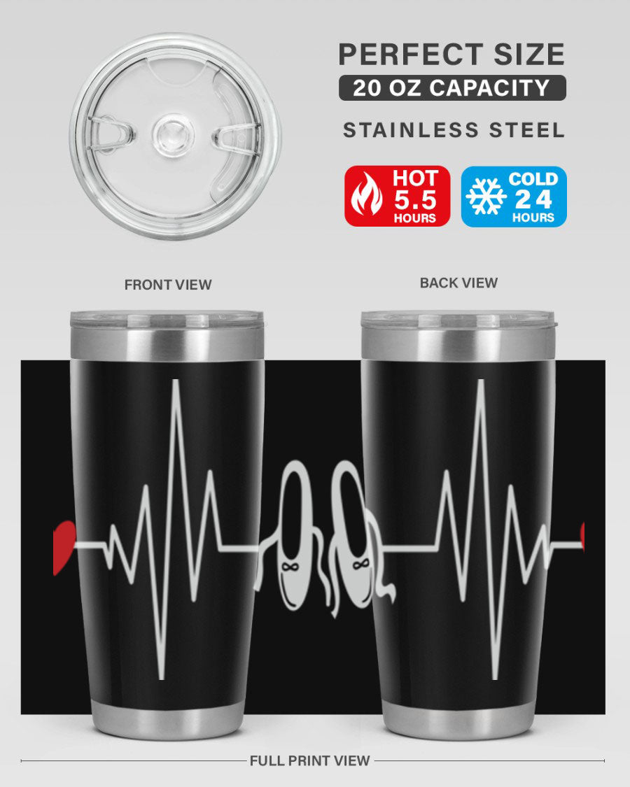 Dance Girl Heat Beat Ballet Tumbler in stainless steel with a vibrant ballet-themed design, perfect for keeping drinks hot or cold.