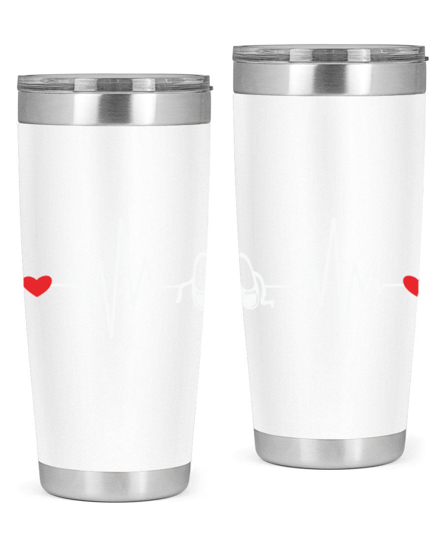Dance Girl Heat Beat Ballet Tumbler in stainless steel with a vibrant ballet-themed design, perfect for keeping drinks hot or cold.