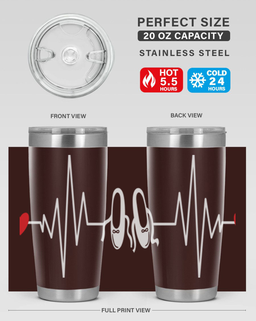 Dance Girl Heat Beat Ballet Tumbler in stainless steel with a vibrant ballet-themed design, perfect for keeping drinks hot or cold.