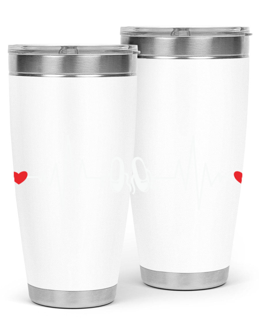 Dance Girl Heat Beat Ballet Tumbler in stainless steel with a vibrant ballet-themed design, perfect for keeping drinks hot or cold.