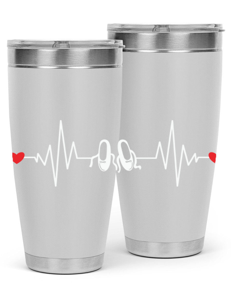 Dance Girl Heat Beat Ballet Tumbler in stainless steel with a vibrant ballet-themed design, perfect for keeping drinks hot or cold.
